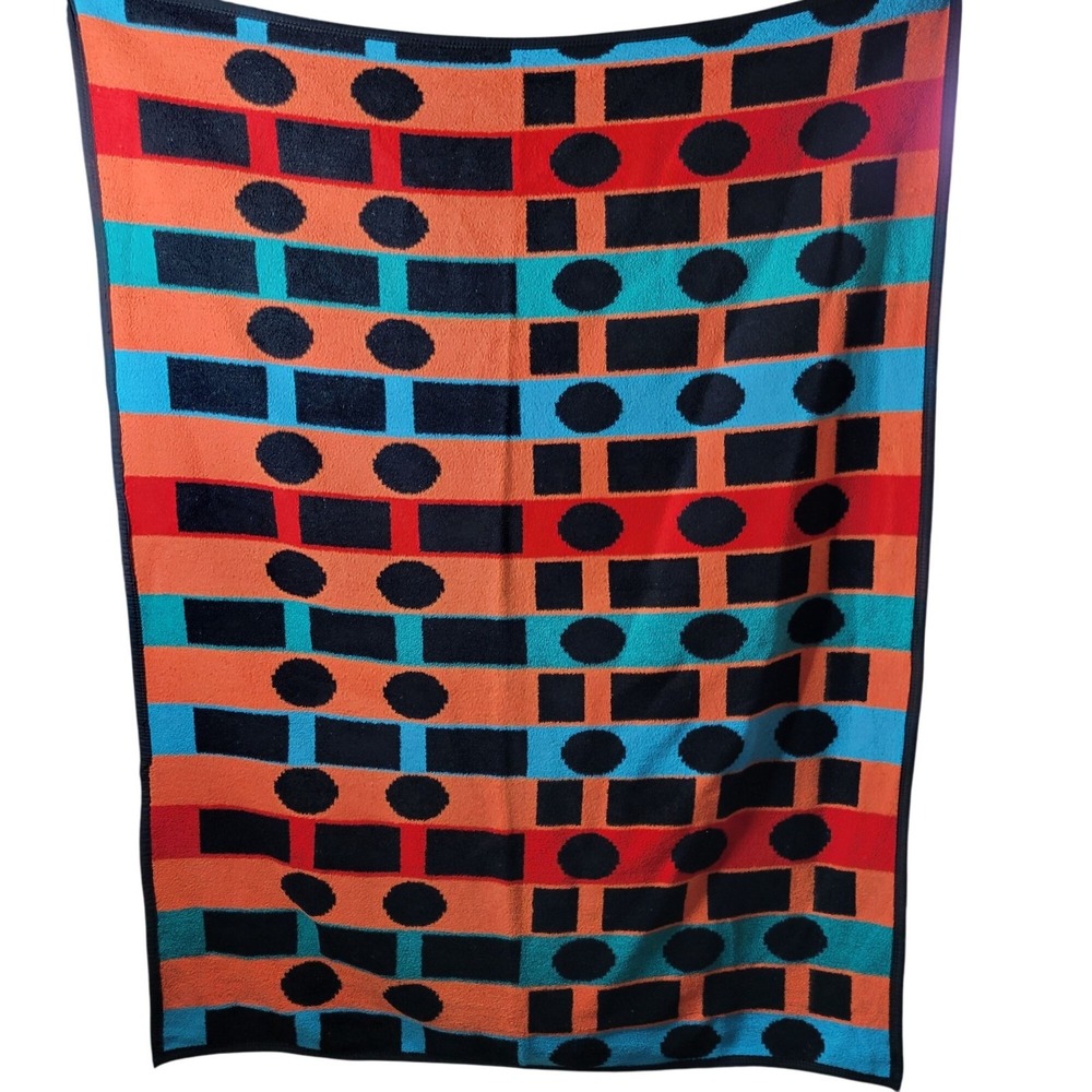 Retro Erdal Acrylic Blanket With Geometric Pattern - 64" x 84" - Made In Turkey